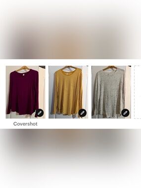 3 Old Navy luxe lightweight Long Sleeve Crewneck Tops, size XXL
